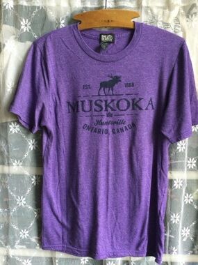 Muskoka Purple Graphic Moose Tee - Short Sleeve Women’s Top